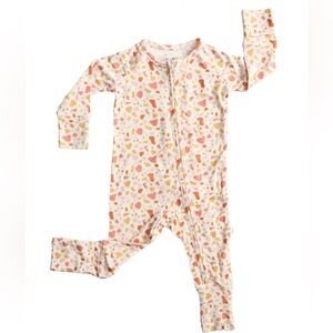 Lolli Co Bamboo Coral Terrazzo Zip Romper
